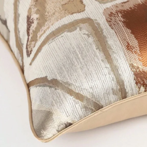 Funda de Cojín Jacquard Beige y Naranja - Imagen 4