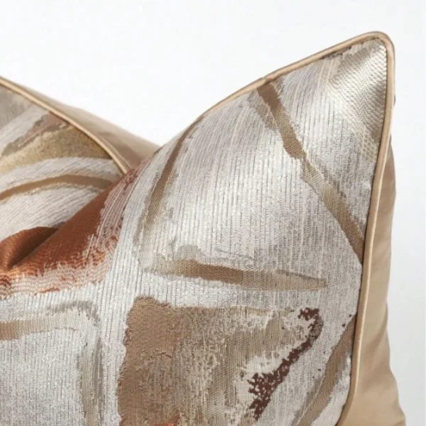Funda de Cojín Jacquard Beige y Naranja - Imagen 3
