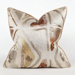 Funda de Cojín Jacquard Beige y Naranja (2)