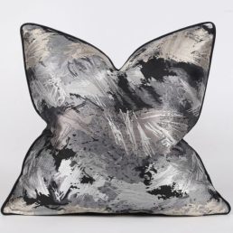 Funda de cojín Jacquard en gris y negro (1)